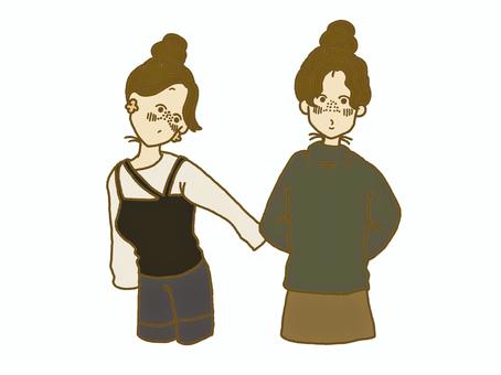 插图, 人类, 女孩, 二人, 