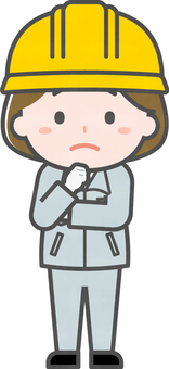 ミニ_単体_工事作業員の女性25 女性,大人,職業,仕事,作業員,工事,土木,建設,解体,作業着のイラスト素材