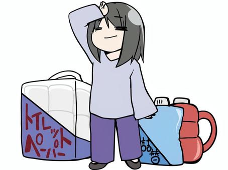 家チャージ 買い置きする女性 家チャージ 買い置きする女性 女性,黒髪,ズボン,家チャージ,買い置き,まとめ買い,トイレットペーパー,詰め替え,節約,生活用品のイラスト素材