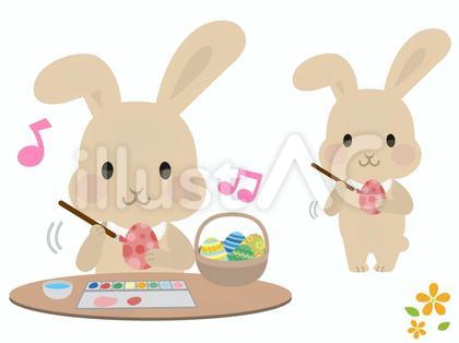 イースター02 イースターエッグを作る兎