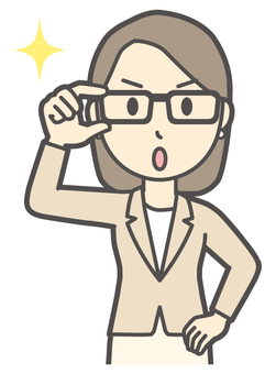  カジュアルスーツ女性-505-バスト 眼鏡,会社員,女性,スーツ,ビジネス,仕事,ol,人,大人,ビジネスウーマンのイラスト素材