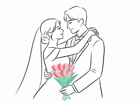 ウェディング 結婚式 ウェディング 結婚式 結婚式,ウェディング,ハネムーン,新郎新婦,結婚,ブライダル,新郎,新婦,ドレス,ミモザのイラスト素材