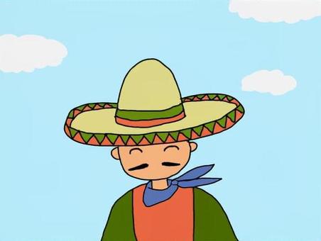 Illustration, sombrero, méxico, poncho, 