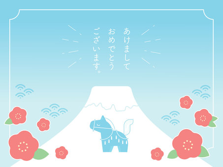 Year of the Horse New Year's card template 01, JPG, PNG and AI Year of the Horse New Year's card template 01, japanese style, and handle, postcard, JPG, PNG and AI