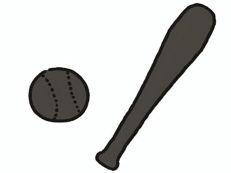 スポーツアイコン野球のバッドとボール黒 健康的,楽しい,楽しみ,手描き,アイコン,無人,スポーツ,運動,練習,公式のイラスト素材