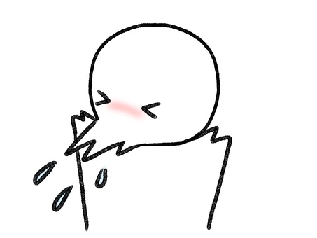 くしゃみをする棒人間 棒人間,くしゃみ,風邪,花粉症,人物,手描き,落書き,表情,黒,シンプルのイラスト素材