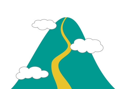 頂上までの道のりがある山のイラスト 山,山頂,道のり,雲,山岳,登山,登山道,山道のイラスト素材