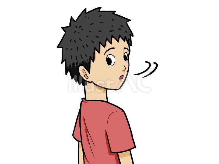 振り向く　男性 振り向く,見る,二度見のイラスト素材
