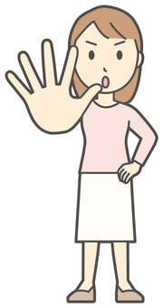  ロングヘア女性-024-全身 中止,女性,女の子,人物,かわいい,禁止,止める,ストップ,注意,警告のイラスト素材