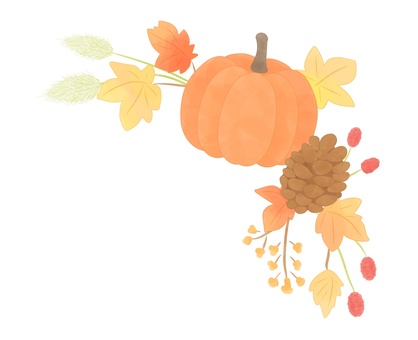ハロウィン ナチュラル装飾アレンジ２ かぼちゃ,ハロウィン,ハロウィン飾り,植物,花,松ぼっくり,紅葉,ラグラス,ワレモコウ,ハロウィーンのイラスト素材