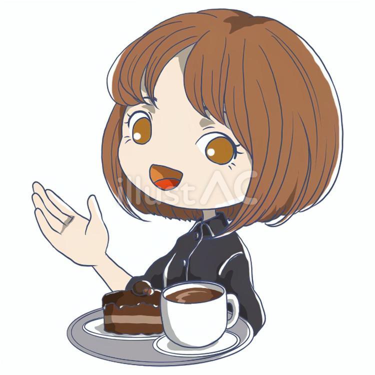 手指し_ケーキとコーヒー 手指し,ケーキ,コーヒーのイラスト素材