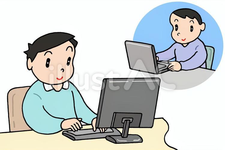 テレワーク・在宅勤務 テレワーク,テレワーキング,テレコミューティングのイラスト素材