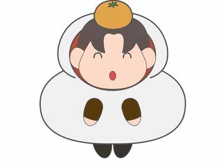 鏡餅の着ぐるみを着た女性 鏡餅,正月,男性,着ぐるみ,仮装のイラスト素材