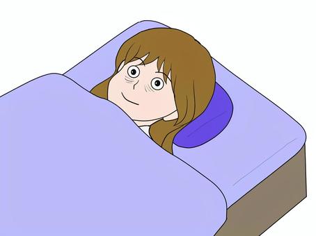 目が冴える 眠れない,不眠,寝つけない,女,女子,女性,ギンギン,不眠症,眠くない,一睡も出来ないのイラスト素材