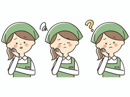 悩む女性店員のセット 悩む女性店員のセット 困る,不安,悩む,考える,落ち込む,はてな,不満,心配,疑問,質問のイラスト素材