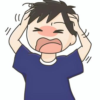 感情/怒りや不安で叫ぶ男性イラスト