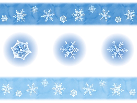 雪の結晶ラインとワンポイントセット 雪,結晶,ライン,ワンポイント,セット,冬,自然,六角形,ブルー系,冷たいのイラスト素材