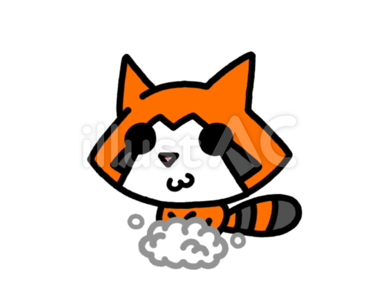アライグマ　泡立ち　橙 アライグマ,手洗い,風邪予防のイラスト素材