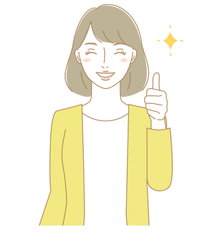 グッドサインの女性 女性,人物,good,いいね,グッド,カーディガン,親指,大人,主婦,お母さんのイラスト素材