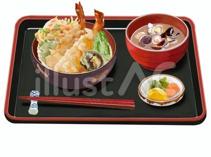 海老天丼セット(お盆付き)