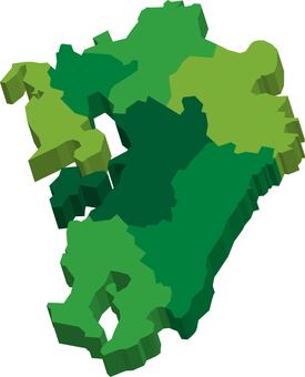 九州(立体） 九州,地図,福岡,佐賀,大分,長崎,熊本,宮崎,鹿児島,日本のイラスト素材