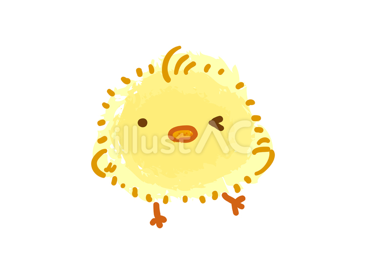 ウインクするふわふわひよこのイラスト ひよこ,ヒヨコ,動物のイラスト素材
