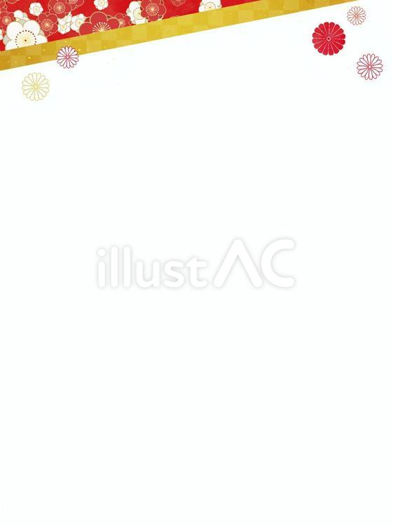 和柄・和風のフレーム　斜めの梅と菊の装飾 和風,フレーム,枠のイラスト素材