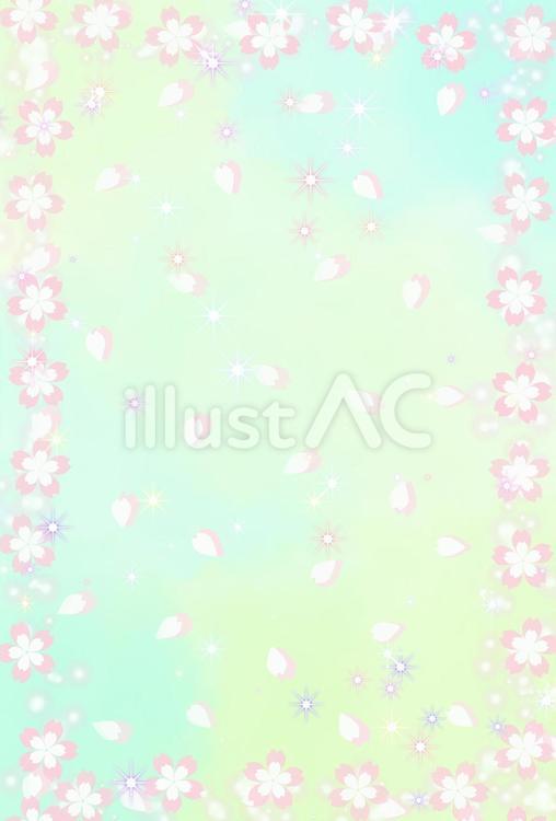 桜フレーム枠＊花びら桜吹雪背景＊透明水彩 桜,ピンク,フレームのイラスト素材