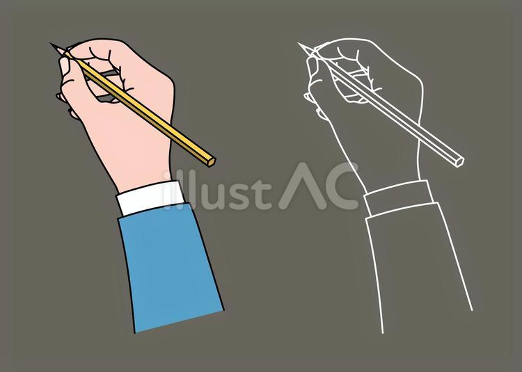 鉛筆を持つ手 vol2 線画,鉛筆,手のイラスト素材