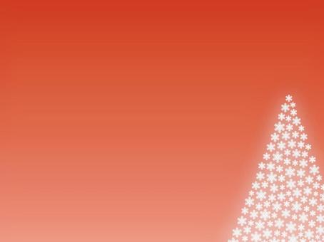 雪のクリスマスツリー右フレーム:赤