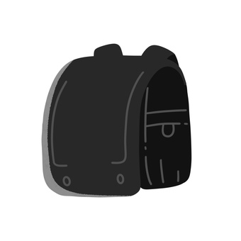 学校イラスト素材｜黒いランドセル ランドセル,バッグ,かばん,通学,入学,新入生,小学校,学校用品,教育,学校のイラスト素材