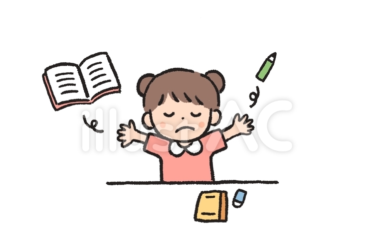 勉強をやめる女の子 勉強,やめる,やる気のイラスト素材