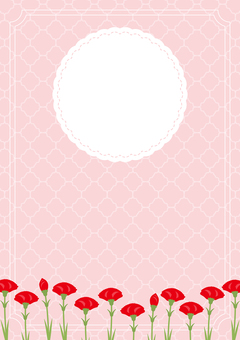 母の日のカーネーションと丸いフレーム