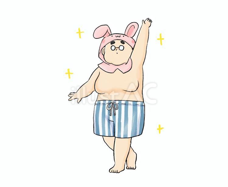 	うさぎのおっちゃん おっさん,おじさん,親父のイラスト素材