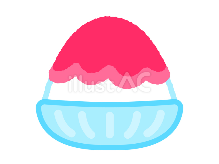 手描きのかわいいかき氷のイラスト／いちご かき氷,夏,氷のイラスト素材