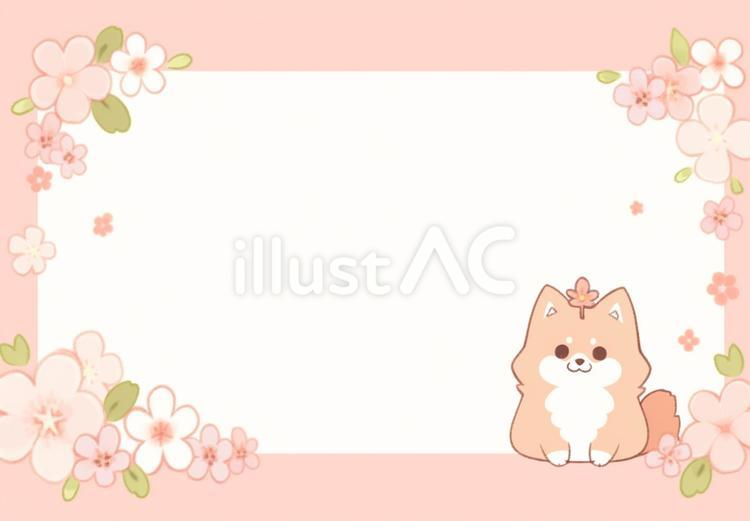 犬のフレーム４ フレーム,かわいい,花のイラスト素材