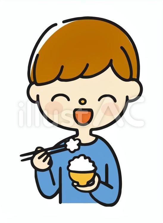 ご飯を口に運ぶ男性 人,人物,男性のイラスト素材