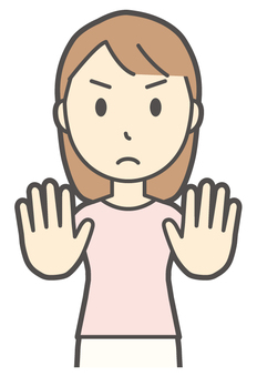  ロングヘア女性-186-バスト ストップ,真剣,女性,女の子,人物,かわいい,一生懸命,考える,止まれ,禁止のイラスト素材