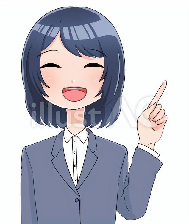 笑顔で指さし案内をするスーツの女性 女性,スーツ,案内のイラスト素材