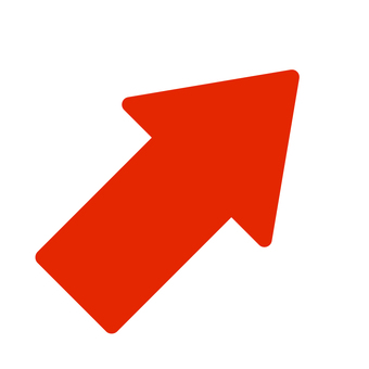 赤い矢印マーク右上 赤,斜め右上,矢印,アロー,アイコン,シンプル,ベクター,方向,指示,注目のイラスト素材