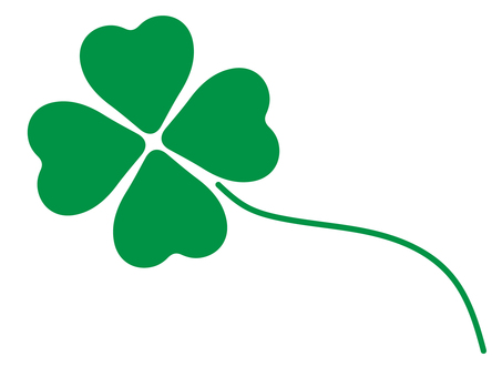 Four-leaf clover, simple green with stem, , JPG, PNG and EPS