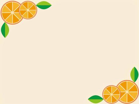 みかん　フレーム　オレンジ　02 みかん,オレンジ,フレーム,枠,背景,果物,輪切り,秋,冬,11月のイラスト素材