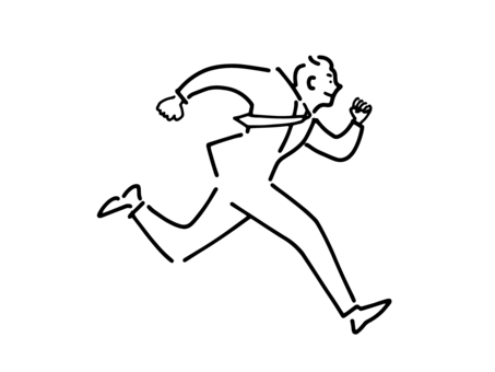 Office worker man running out with a smile, , JPG, PNG and EPS