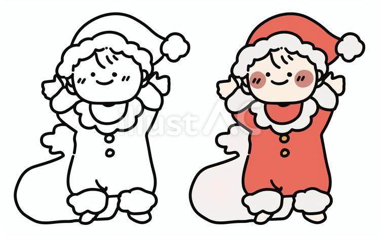 サンタさん衣装の赤ちゃん 赤ちゃん,クリスマス,イベントのイラスト素材