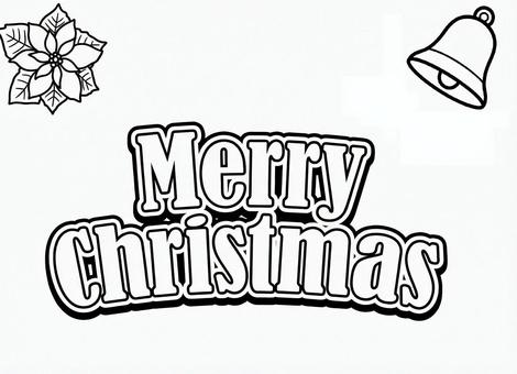 メリークリスマス　シンプルデザイン クリスマス,ぬりえ,グリーティングカード,12月,ポインセチア,ベル,シンプル,メッセージ,知育,線画のイラスト素材