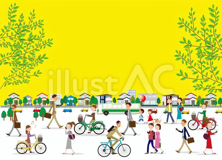 202010町の人々3 住宅,ファミリー,夫婦のイラスト素材