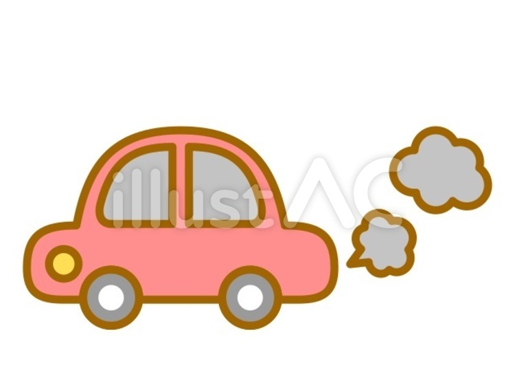 自動車　排ガス　赤 自動車,乗り物,排気ガスのイラスト素材
