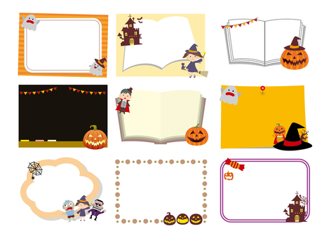 秋のハロウィンフレーム枠セット 秋,ハロウィン,かぼちゃ,ハロウィーン,祭り,おばけ,城,妖怪,恐怖,イベントのイラスト素材