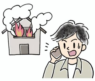 通報する人(男性)029 通報する人(男性)029 消防,火災,火事,通報,119,男性,災害,電話のイラスト素材