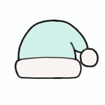ふわふわサンタ帽子水色
